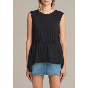 ALLSAINTS Black Sleeveless Peplum Tank Top Women's XSmall Made in Portugal